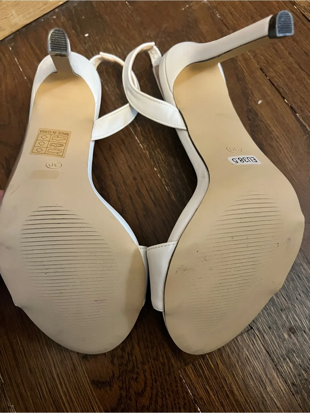 White Slingback Stiletto Heels | Open Toe Minimalist Pumps | Size 8.5